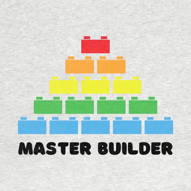 Master Builder Lego Brick Colorful Design White by Pastel Potato Shop